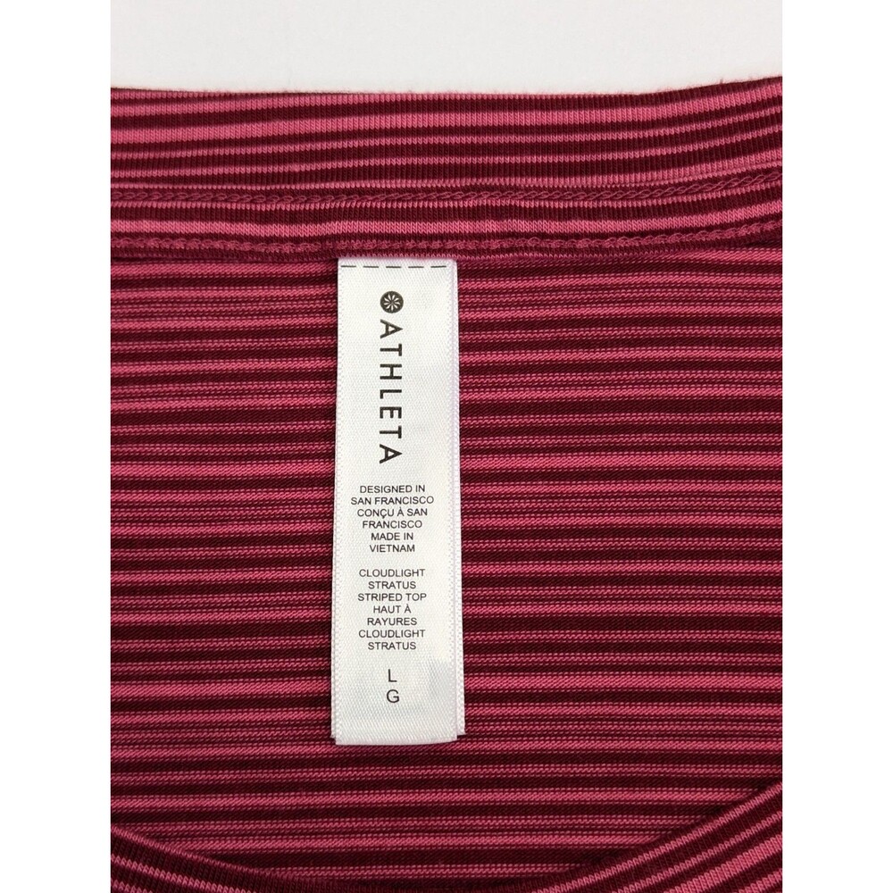 Athleta Womens Large Red Pink Cloudlight Stratus Striped Long Sleeve Top - Picture 3 of 6